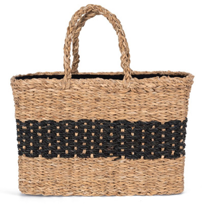 Eco-friendly striped seagrass basket bag